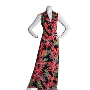 Vince Camuto Floral Sleeveless Maxi Dress - Black and Red